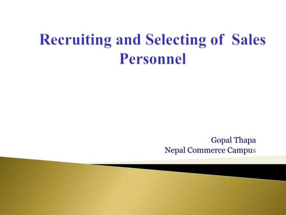 Sales force recruitment and selection (1) | PPT | Resume Writing and ...