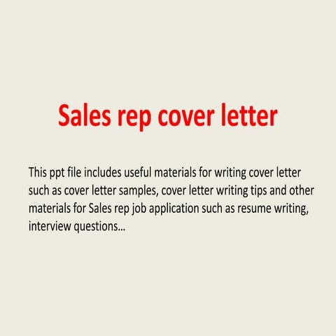 Sales rep cover letter