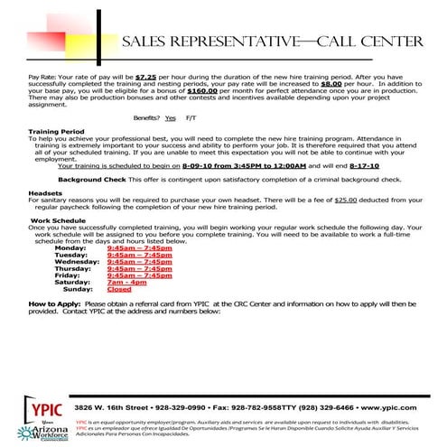 Sales representatiave - Call center