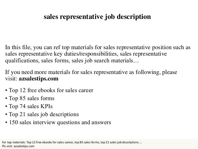 duties sales representative