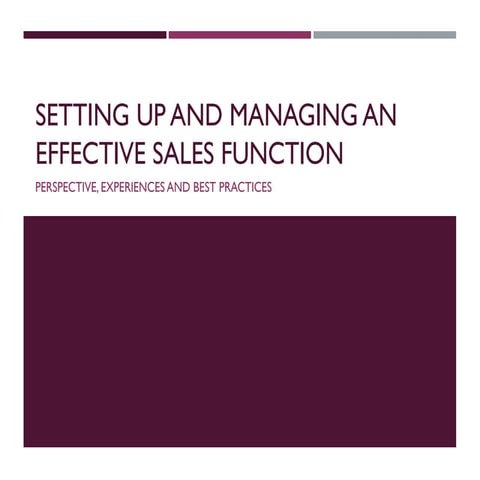 Establishing and Managing a sales organization