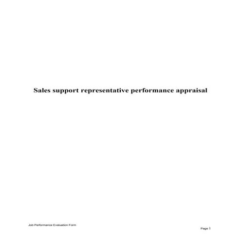 Sales support representative performance appraisal