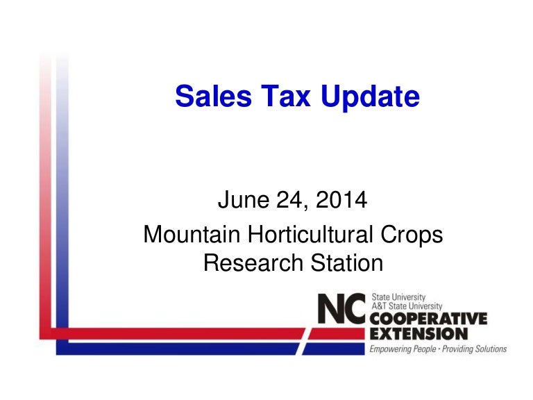 North Carolina Sales tax update
