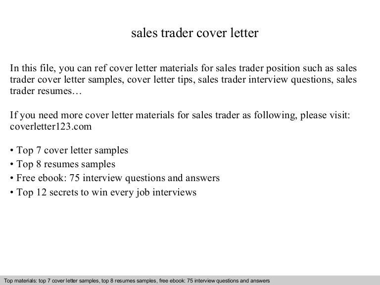 sales trader cover letter
