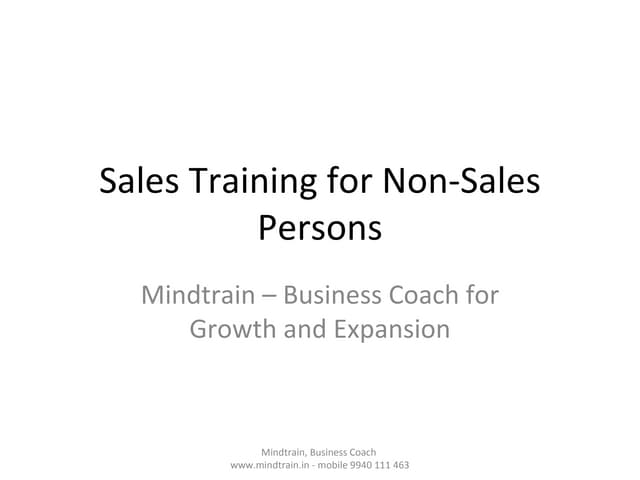 Sales training for non sales persons