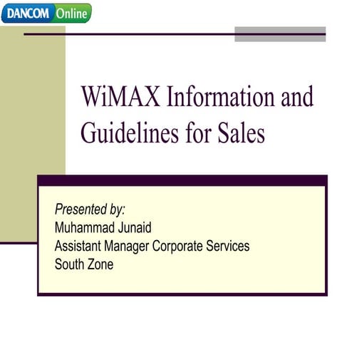 Sales Training &amp; Introduction Of WiMax