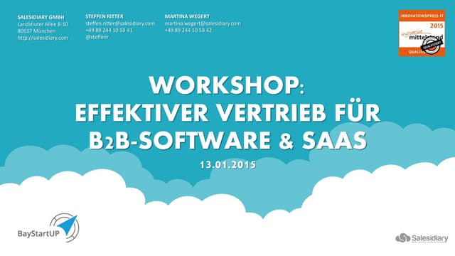 Sales Workshop Salesidiary für BayS...