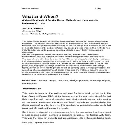 What and When? A visual synthesis of service design methods and the phases fo...