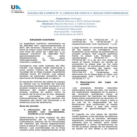 Líneas de Costa y Aguas Contaminadas