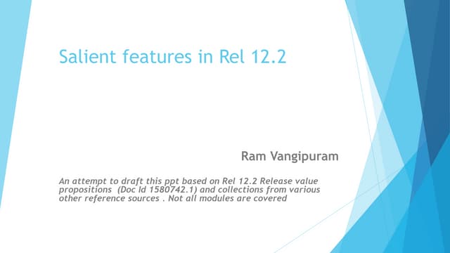 Salient features in rel 12.2.x