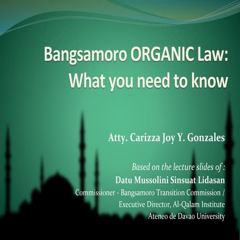Salient features of the Bangsamoro Organic Law