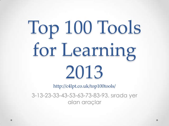 Top 100 Tools for Learning 2013