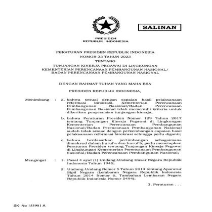Salinan Perpres Nomor 33 Tahun 2023 Pdf