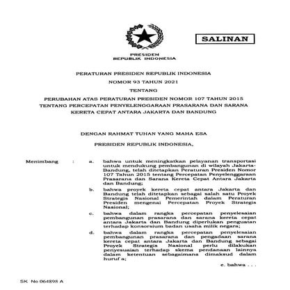 Salinan perpres nomor 93 tahun 2021