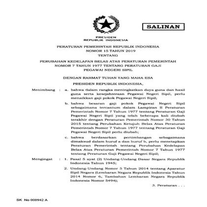 Salinan pp nomor 15 tahun 2019