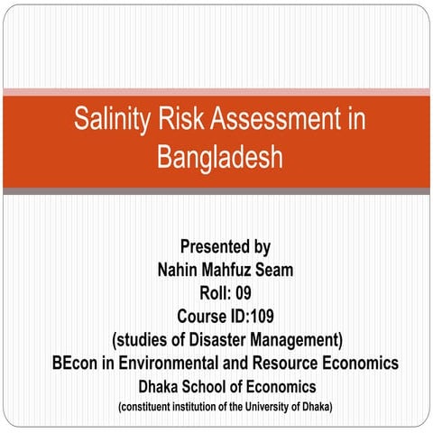 Salinity risk assessment in bangladesh