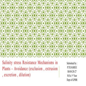Salinity stress  Resistant Mechanisms