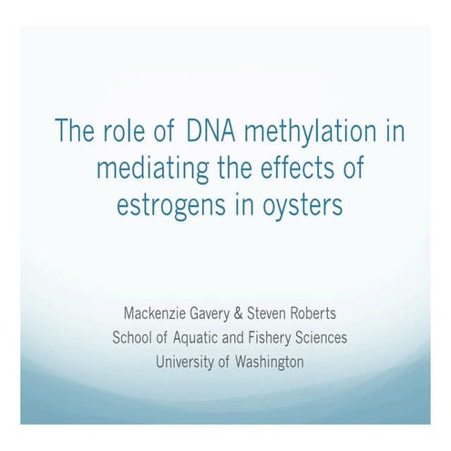 The role of DNA methylation in mediating the effects of estrogens in oysters