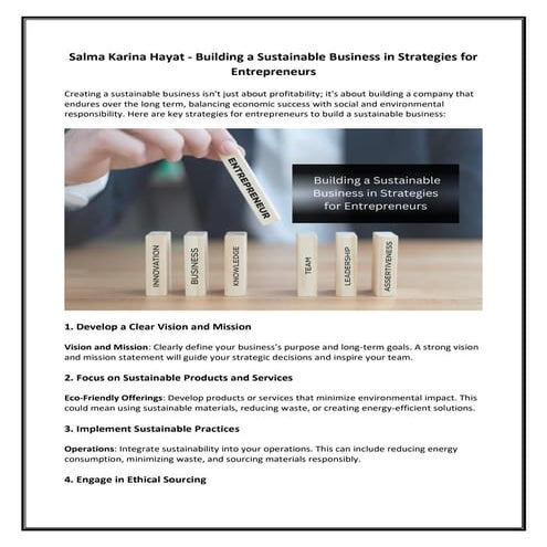 Salma Karina Hayat - Building a Sustainable Business in Strategies for ...
