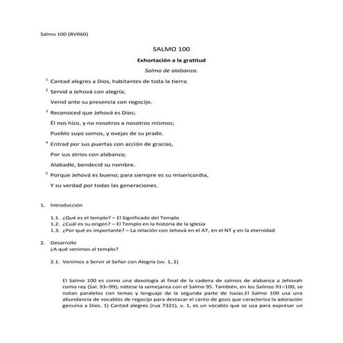 Salmo 100 - "¿A qué venimos al templo?"