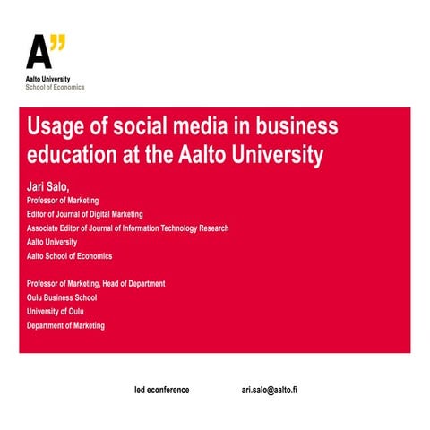 Salo 2011 bled conference social media in education