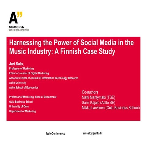 Salo 2011 bled conference social media in music industry