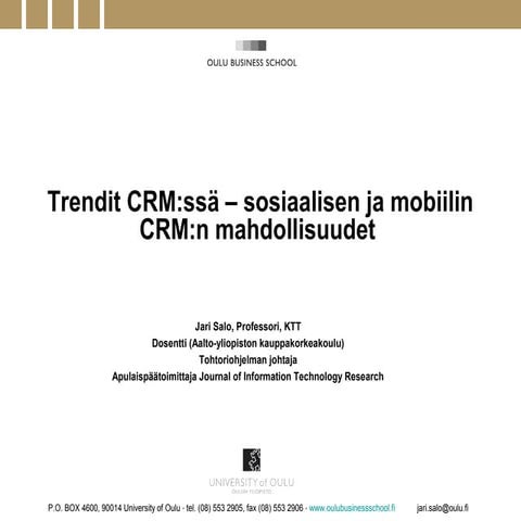 Social and mobile CRM future and trends handout_Salo CRM Event presentation March 7 2013_