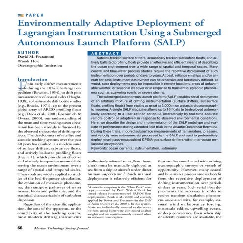 Environmentally Adaptive Deployment of Lagrangian Instrumentation Using a Sub...