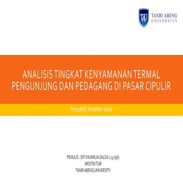 analisis tingkat kenyamanan termal di pasar cipulir