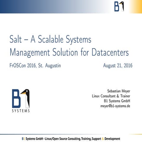 Salt - A Scalable Systems Management Solution for Datacenters