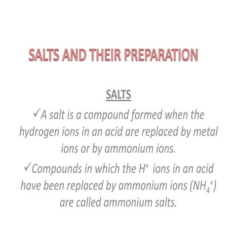 Salts and their preparation power point