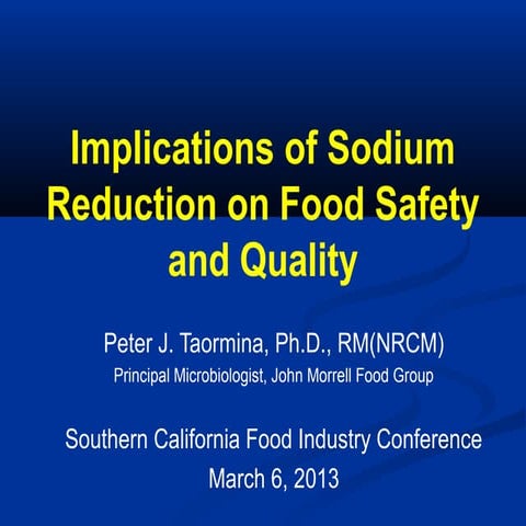 Salt, Sodium Reduction, and Food Safety