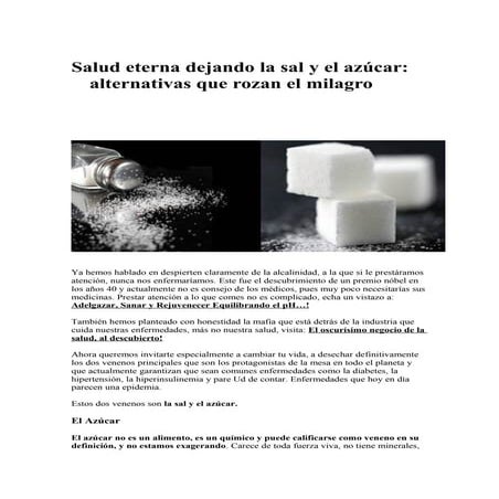 Salud eterna dejando la sal y el azúcar
