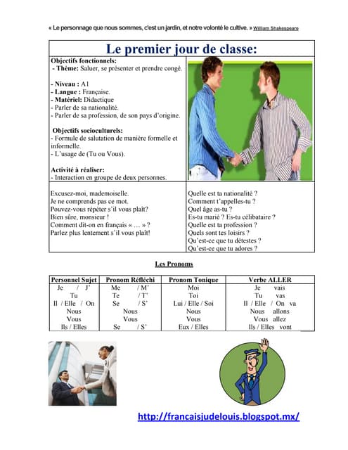 Salutation, présentation