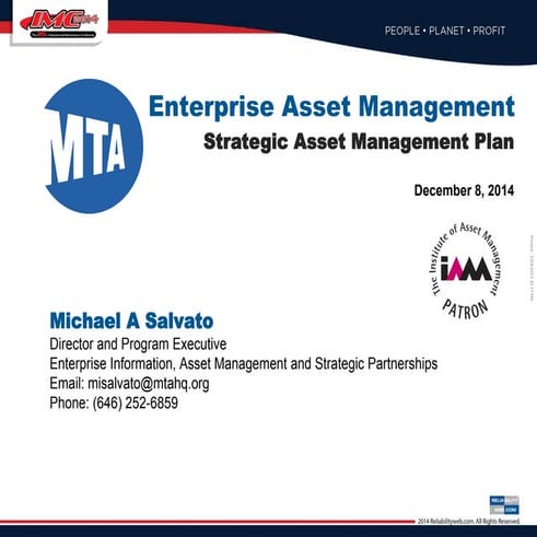 MTA EAM Strategic Asset Management Plan 2014