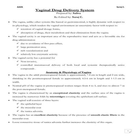 Vaginal Drug Delievery systems, - A writeup