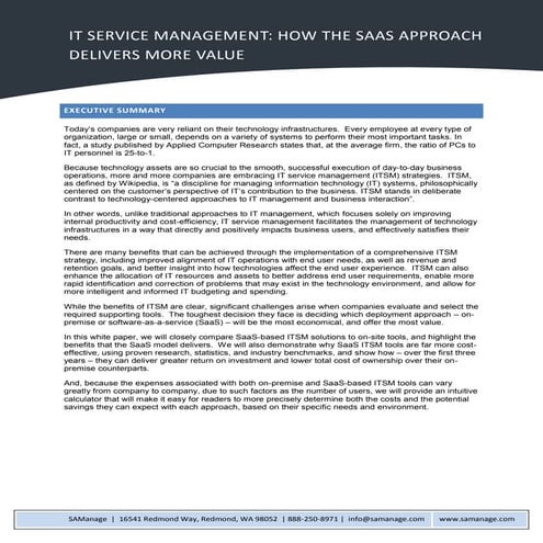 ITSM SaaS vs. On-Premise
