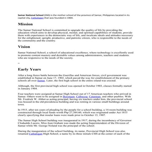 Samar national school | DOCX