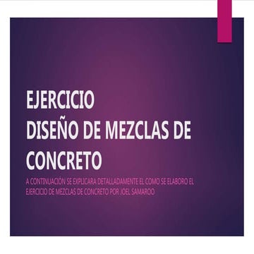 Ejercicio de Diseño de Mezclas de Concreto SamarooJoel