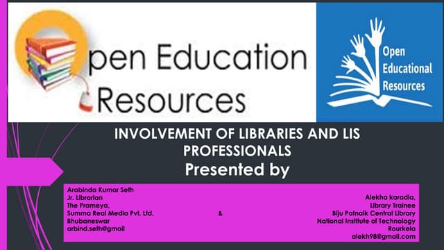 OPEN EDUCATIONAL RESOURCES: INVOLVEMENT OF LIBRARIES AND LIS PROFESSIONALS   