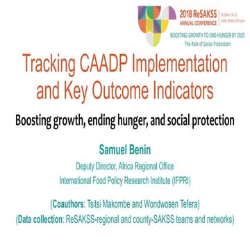 Tracking CAADP Implementation and Key Outcome Indicators