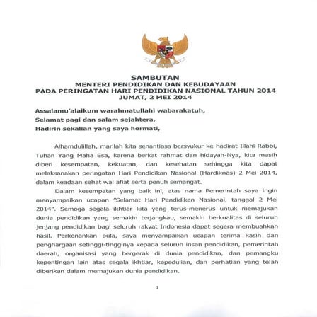 Sambutan hardiknas 2014