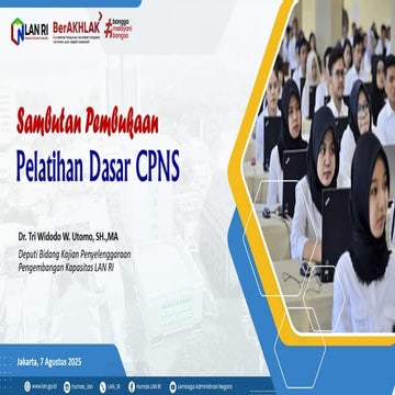 Sambutan Pembukaan pada Pelatihan Dasar CPNS