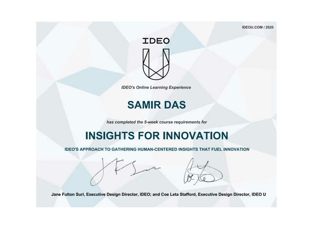 IDEO U Insights for Innovation Certificate PDF IDEO U Insights for Innovation Certificate PDF