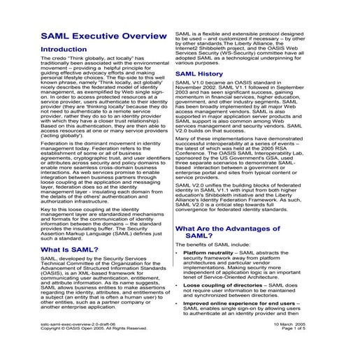 SAML Executive Overview