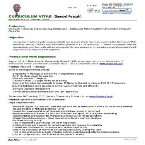 Sammys Cv November2010