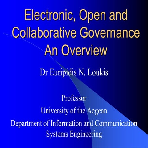 Electronic Open and Collaborative Governance - An Introduction 