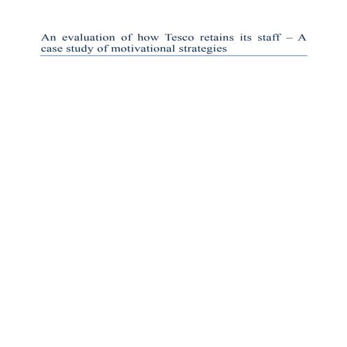 To retain employees in retail sector - analysis of Tesco | DOCX