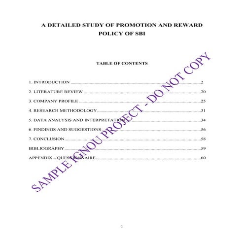 Sample ignou-project-promotion-rewards-sbi