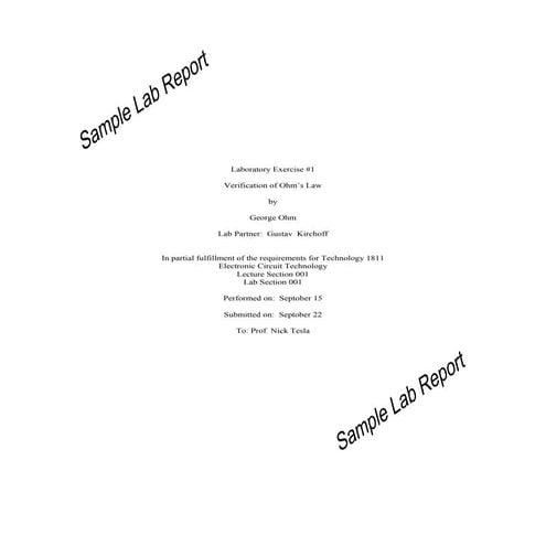 Sample lab-report on verfication of ohms law